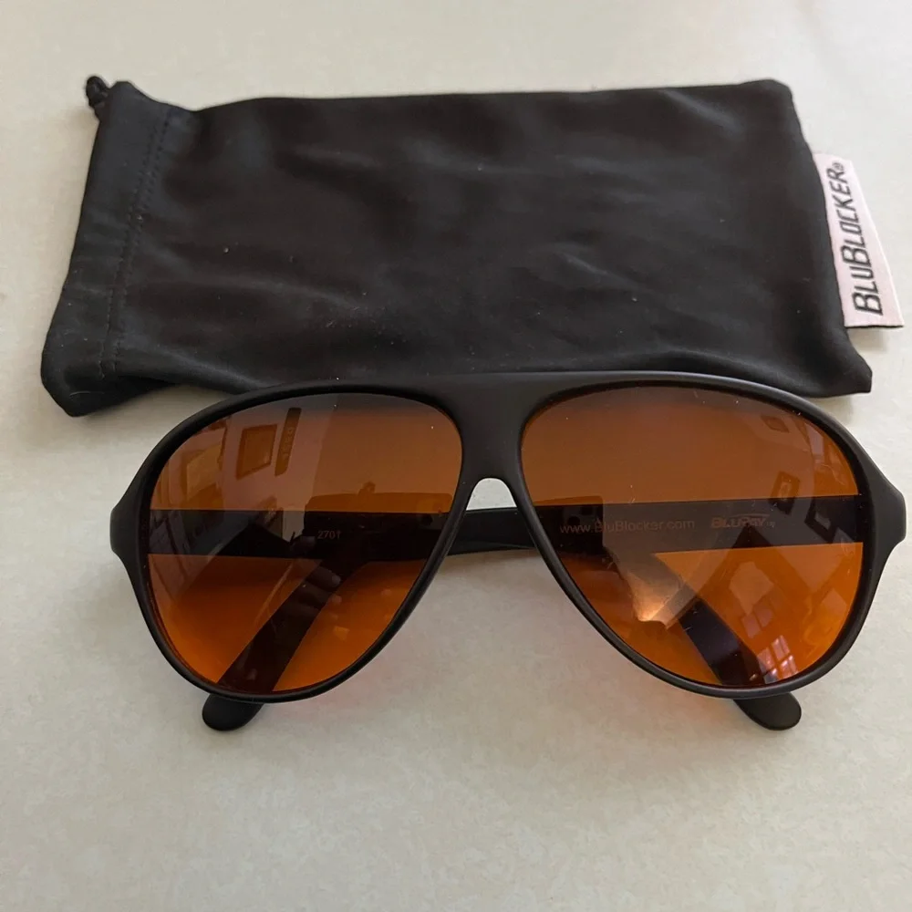 Black and Orange Aviator Sunglasses - Picture 1 of 3